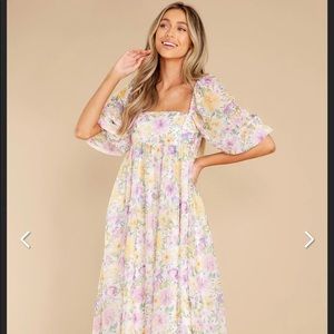 Nearly Perfect Lavender Floral Print Maxi Dress
